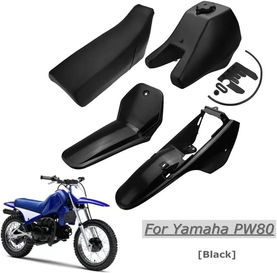 Black Plastic Body Fairing Kit + Seat + Fuel Tank for Yamaha PW80 Peewee 80 Dirt Bike