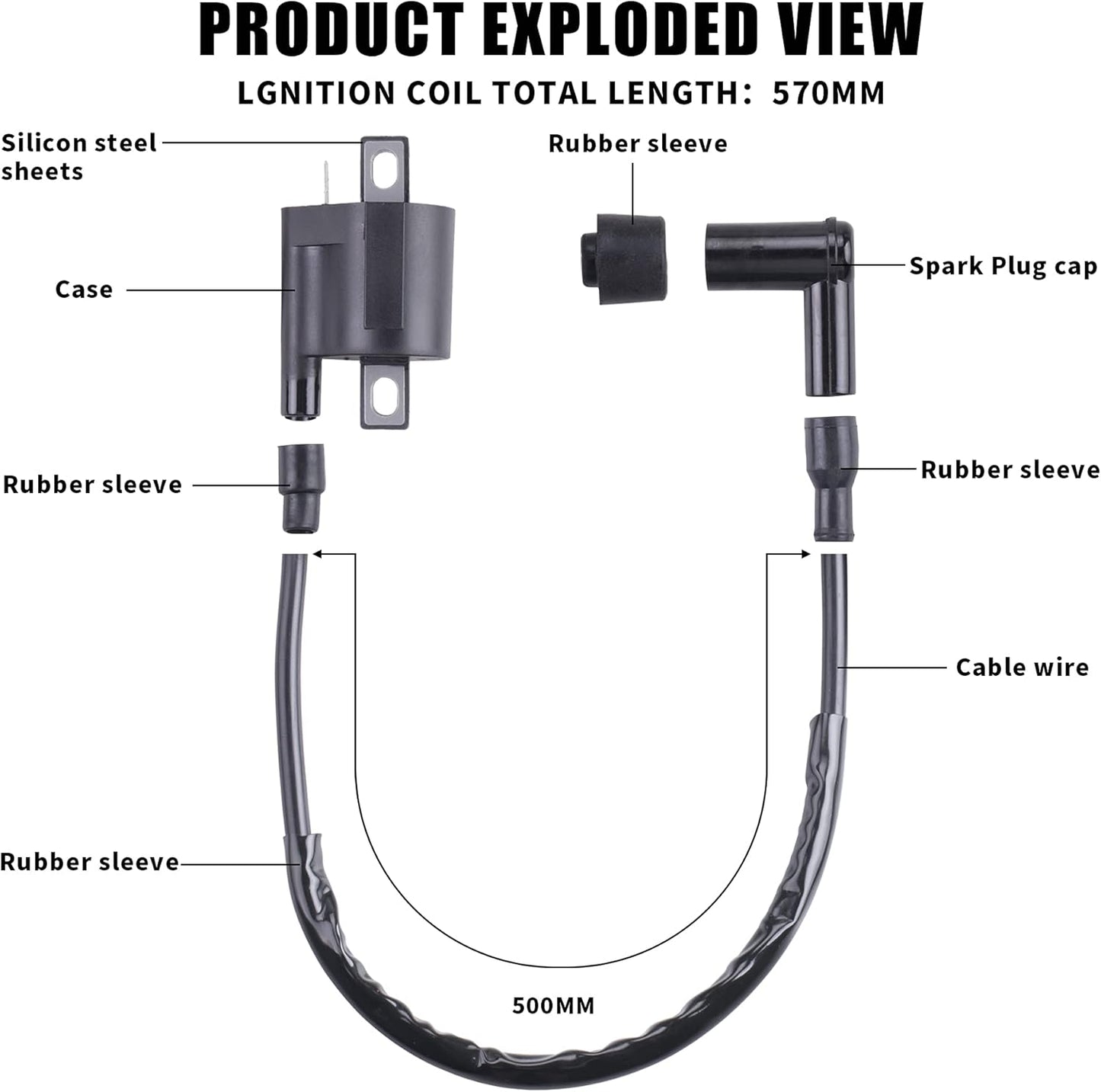 Ignition Coil Spark Plug Lead YAMAHA PW50 PY50 PEEWEE 50 PIT DIRT BIKE