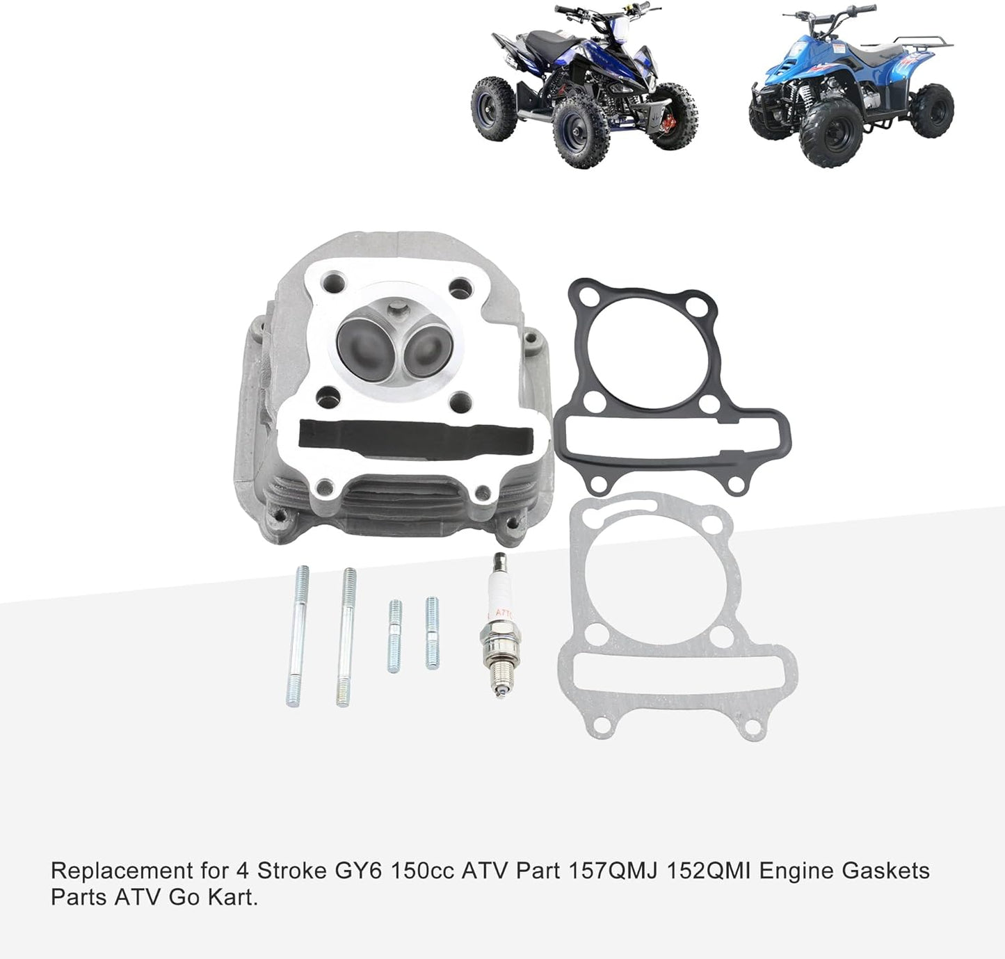 GY6 125cc 150cc 57.4mm Cylinder Head Assembly 4 Stroke With Gasket Plug Bolts