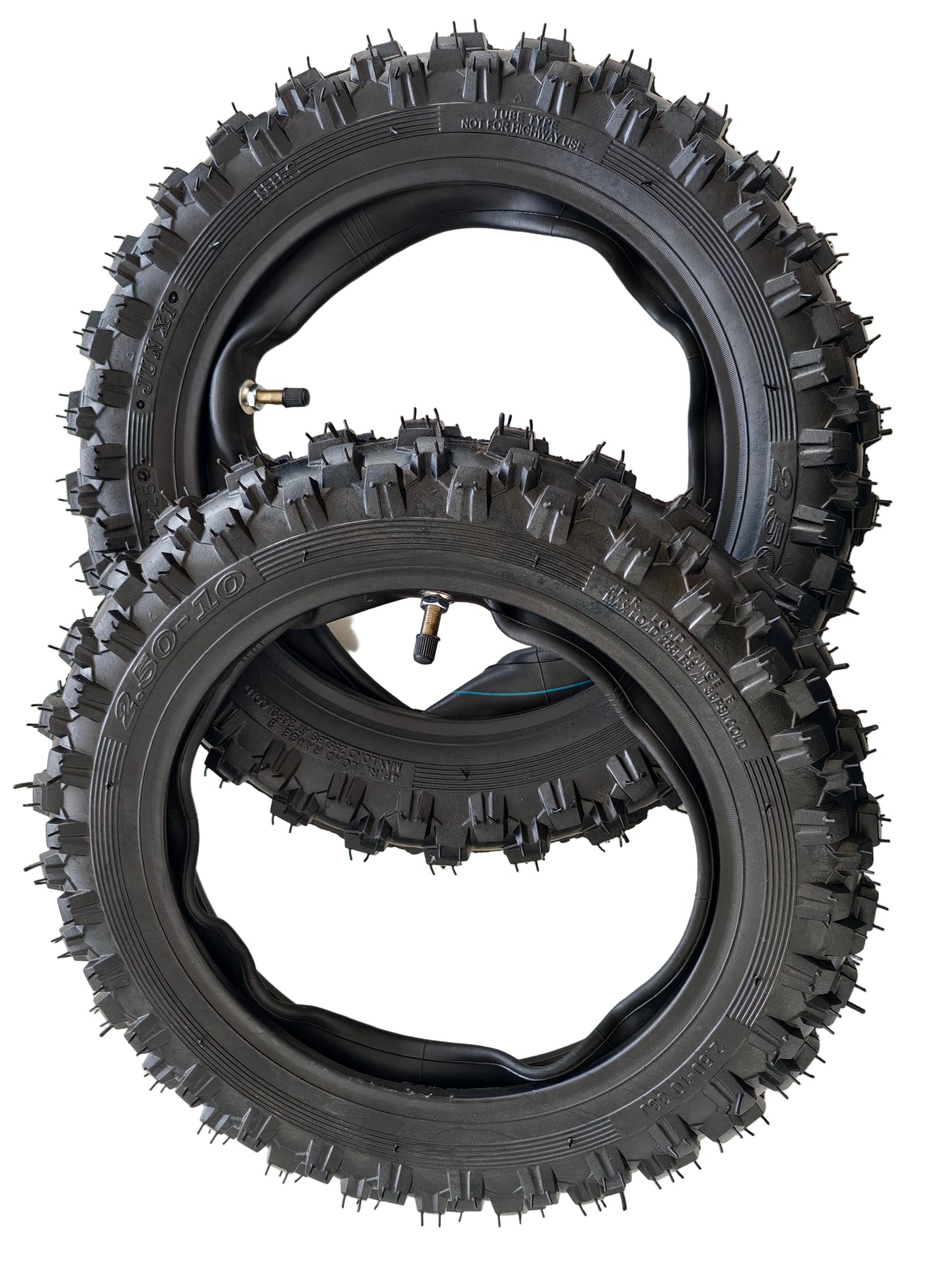 2.50-10 Front & Rear Tyre + Tube Set (TR4 Straight Valve) For Yamaha PW50 Peewee 50 QR50 Dirt Bike