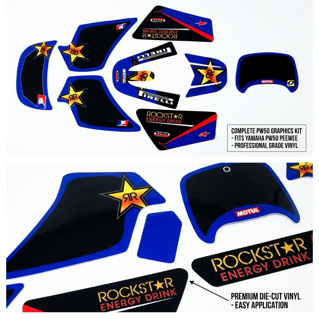 Rockstar Energy Style Graphics Decal Kit for Yamaha PW50 / PY50 Peewee 50