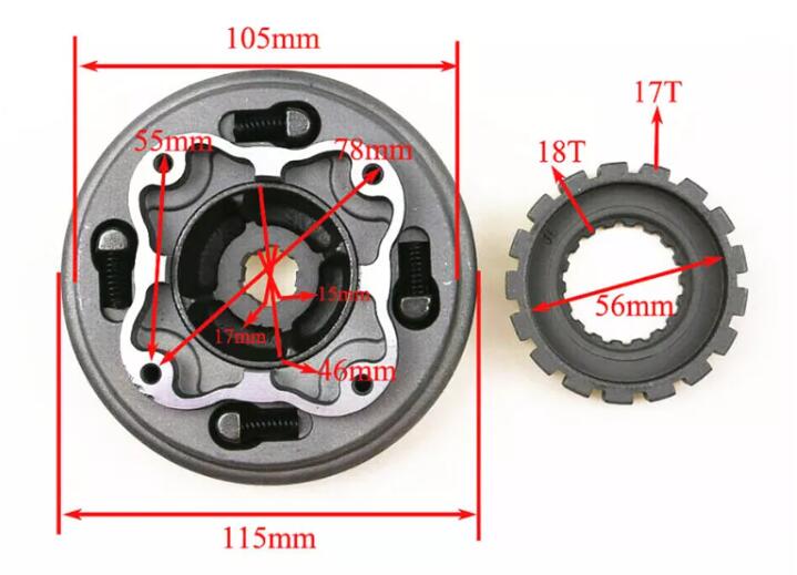 17T Semi Auto Engine Clutch Assembly 70 110cc 125cc PIT Quad Dirt Bike ATV Buggy - My Store