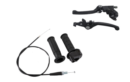 Black Control Handlebar Kit for 125cc 140cc PIT PRO Dirt Bikes – Throttle Grip + Cable + Clutch & Brake Lever Set