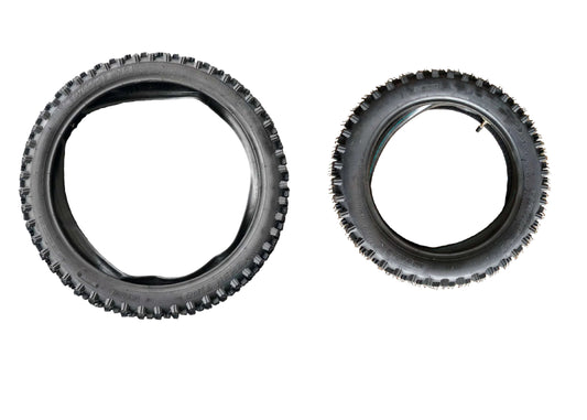 70/100-17 Front + 90/100-14 Rear Pit Bike Tyre & Tube Set