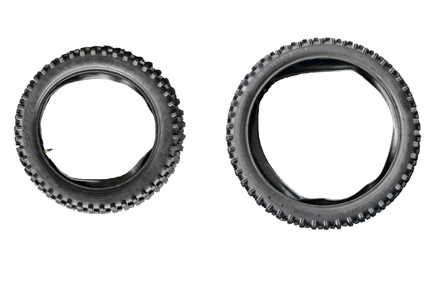 70/100-17 Front + 90/100-16 Rear Pit Bike Tyre & Tube Set