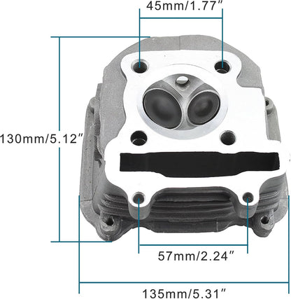 GY6 125cc 150cc 57.4mm Cylinder Head Assembly 4 Stroke With Gasket Plug Bolts