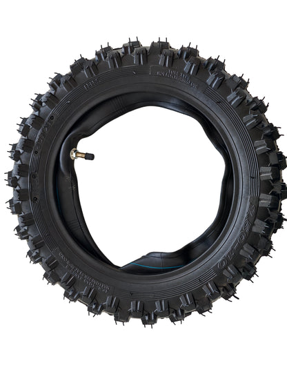 2.50-10 Front & Rear Tyre + Tube Set (TR4 Straight Valve) For Yamaha PW50 Peewee 50 QR50 Dirt Bike