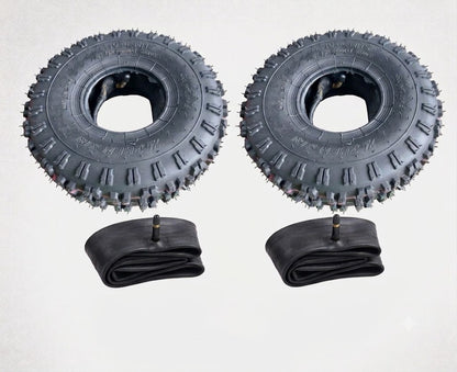 4.10/3.50-4 Tire & Inner Tube Combo (2 Tires + 2 Tubes) for Go-Kart, Mini Quad, Yard Buggy, and Hand Truck