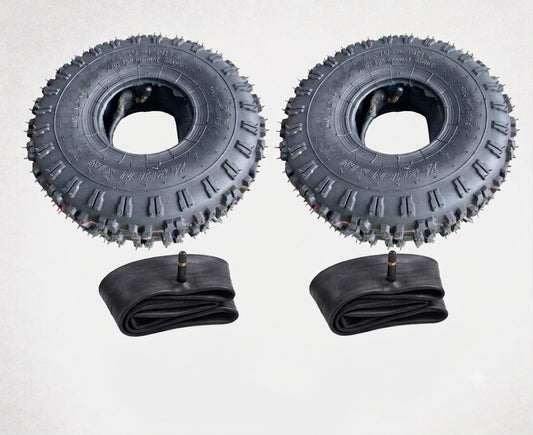 4.10/3.50-4 Tire & Inner Tube Combo (2 Tires + 2 Tubes) for Go-Kart, Mini Quad, Yard Buggy, and Hand Truck