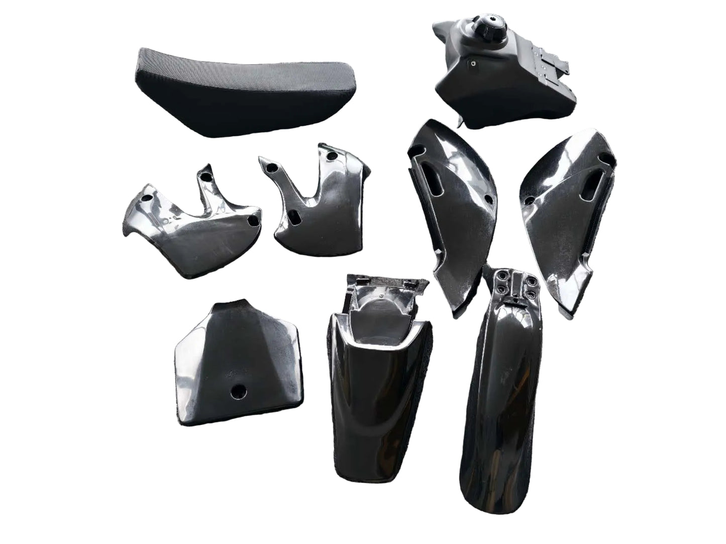 Complete Black Body Kit (Plastics, Seat & Fuel Tank) for Kawasaki KLX110 (2002–2009) & Suzuki DR-Z110