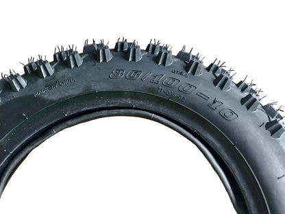 80/100-10 Rear Knobby Tyre + Inner Tube 3.00-10 Pit Bike Dirt Bike 50cc 70cc 90cc 110cc