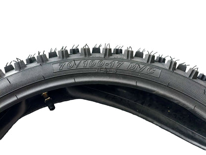 70/100-17 Dirt Bike Pit Bike Front Knobby Tyre and Inner Tube Off Road Replacement