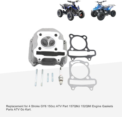 GY6 125cc 150cc 57.4mm Cylinder Head Assembly 4 Stroke With Gasket Plug Bolts