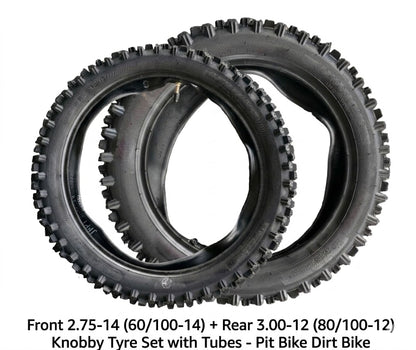 14"/12" Pit Bike Motocross Tyre Set (2.50-14 & 3.00-12) for PW80, CRF110, KX65