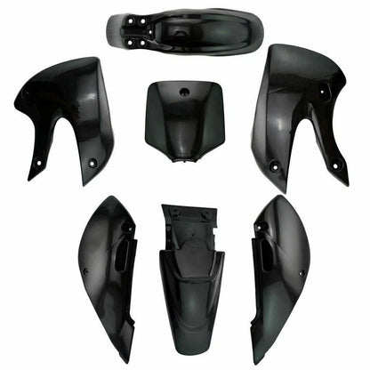 Complete Black Body Kit (Plastics, Seat & Fuel Tank) for Kawasaki KLX110 (2002–2009) & Suzuki DR-Z110