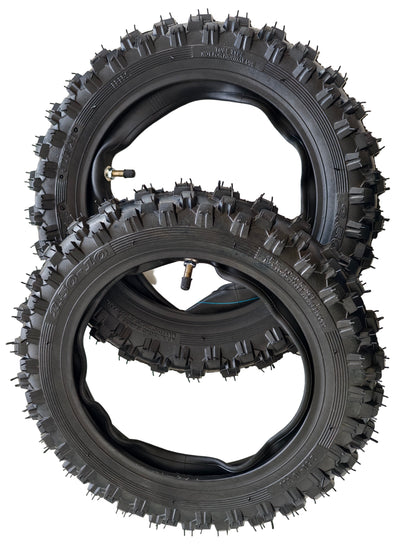 2.50-10 Front & Rear Tyre + Tube Set (TR4 Straight Valve) For Yamaha PW50 Peewee 50 QR50 Dirt Bike