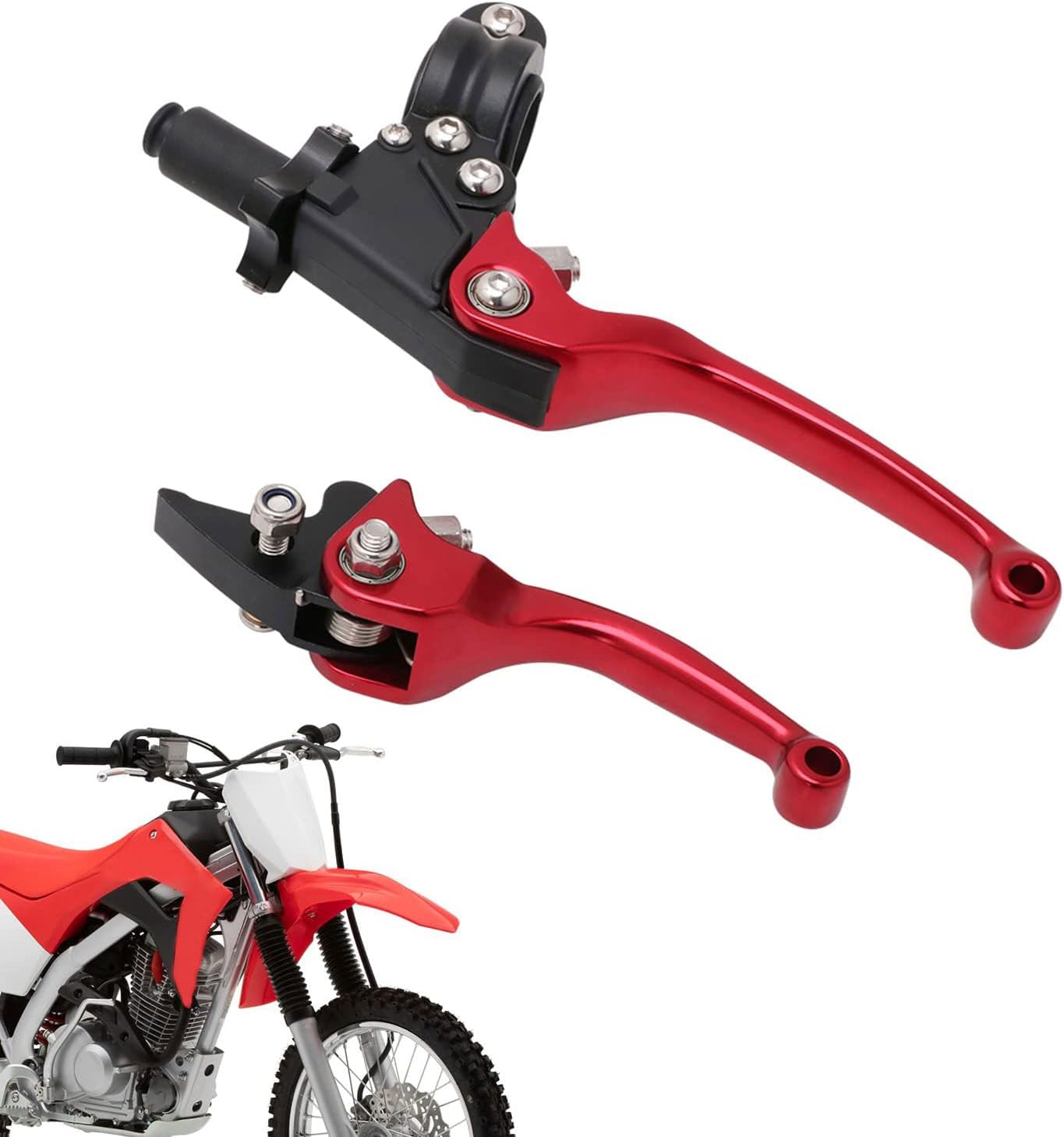 RED CNC Heavy Duty Clutch & Brake Lever Set For 125cc / 140cc / 150cc Pit & Trail Dirt Bikes