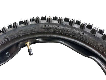 2.75-14 Front Knobby Tyre with Inner Tube – 60/100-14 Pit Bike Dirt Bike Off-Road Trail Tire Set